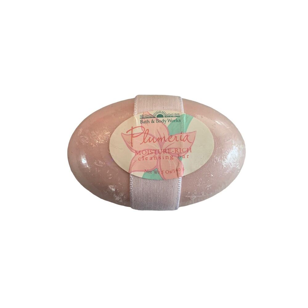 Vintage Bath & Body Works Plumeria Moisture Rich Cleansing Bar Soap 5 oz Sealed